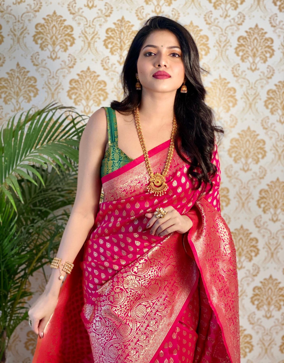 Radhi Pink Banarasi Silk Saree