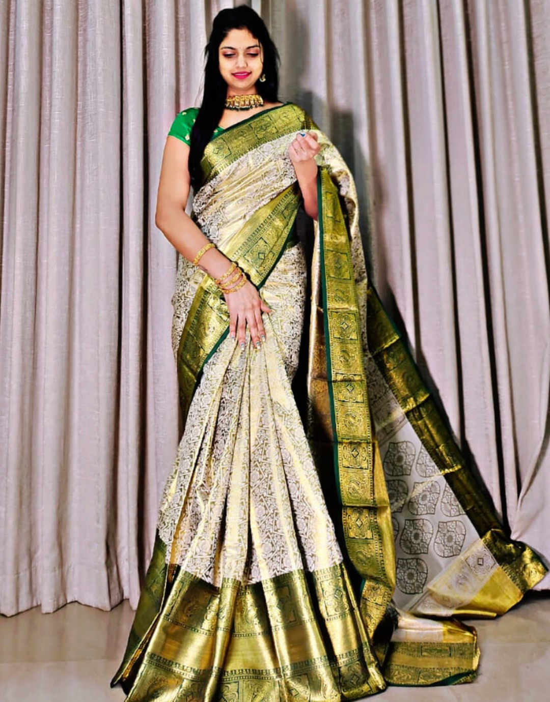 Neha Green kanchipuram Soft Silk Saree