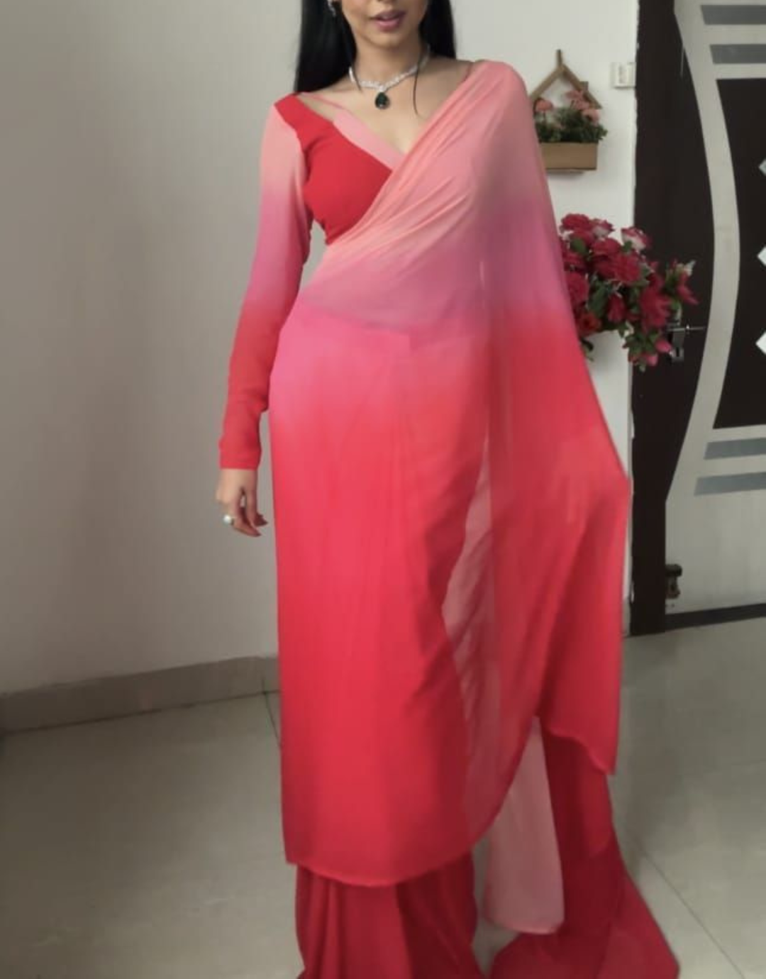 Dhara Pink Ready To Wear Soft Silk Saree