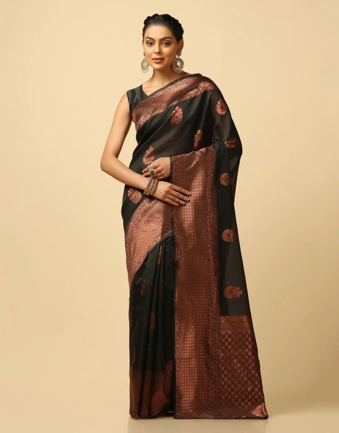 Festive Wear Jacquard Black Soft Silk Designer Saree – Rajyogam