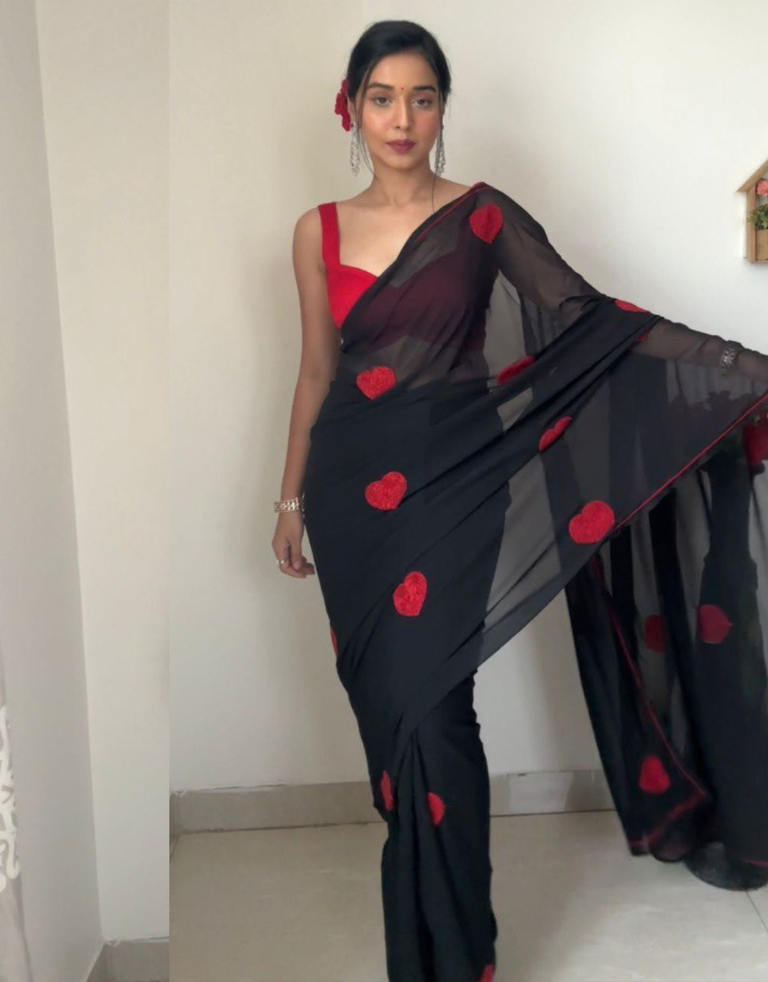 Meher Black Just One Minute Ready To Wear Soft Silk Saree