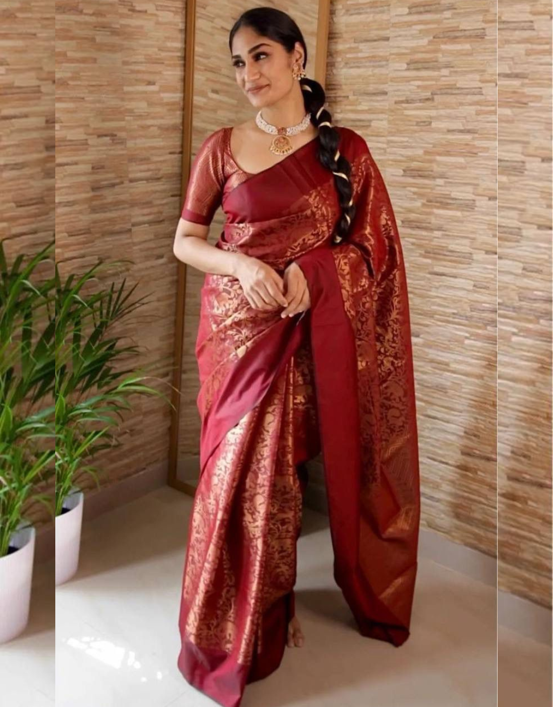 Maroon banarasi weaving silk Indian wedding saree 1017 | Silk saree blouse  designs patterns, Designer saree blouse patterns, Dress fashion photography