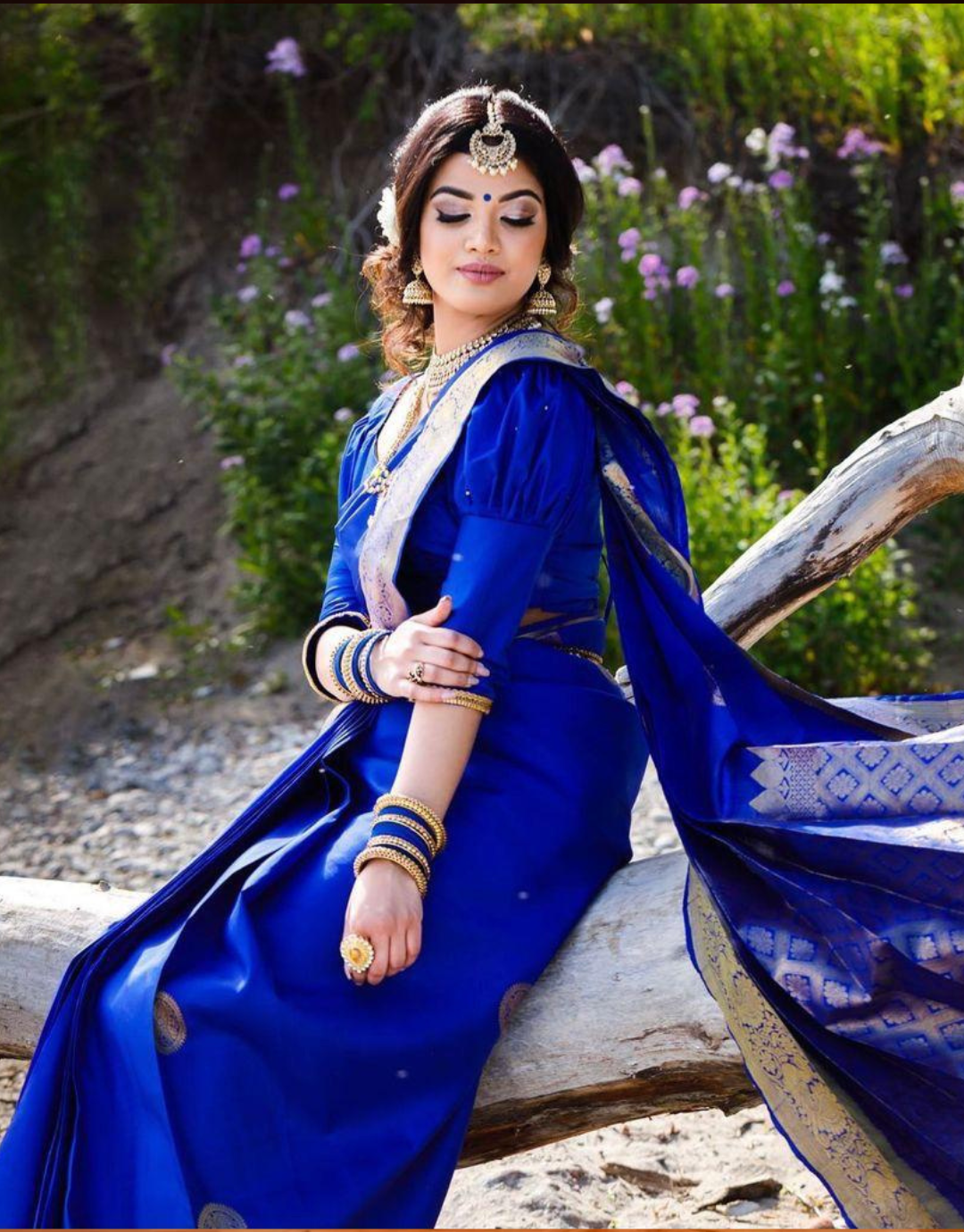 Rucha RoyalBlue Kanjivaram Silk Saree With Classy Touch Of