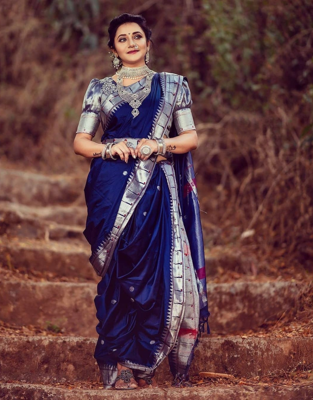 Neha Blue Paithani Silk Saree