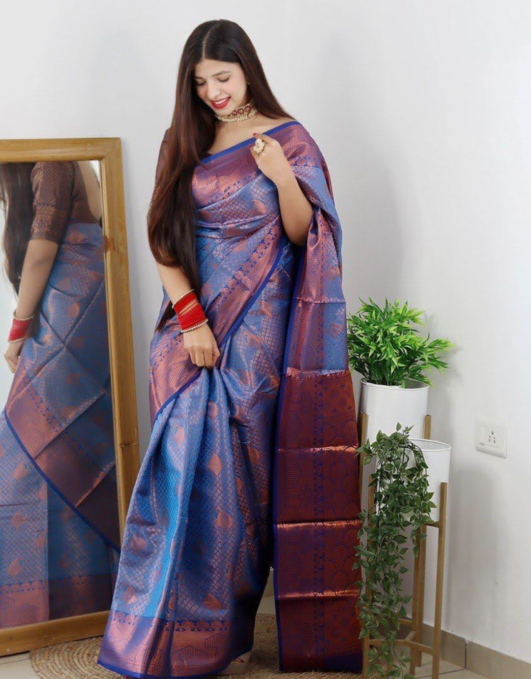 Gaytri Blue Soft Silk Saree