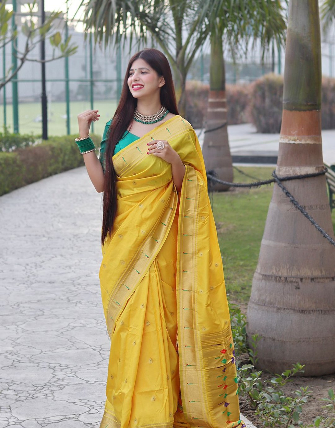 Zinal Yellow Paithani Saree