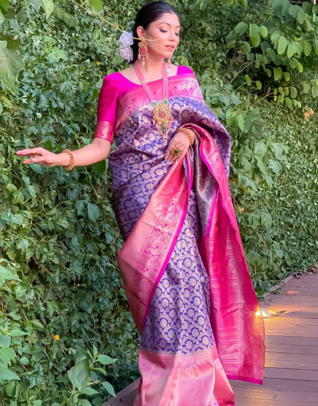 Urvika Blue Banarasi Soft Silk Saree