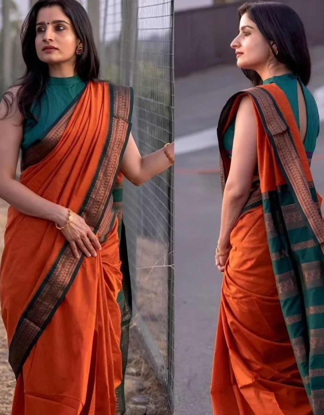 Maya Orange Banarasi Silk With Dazzling Blouse Piece