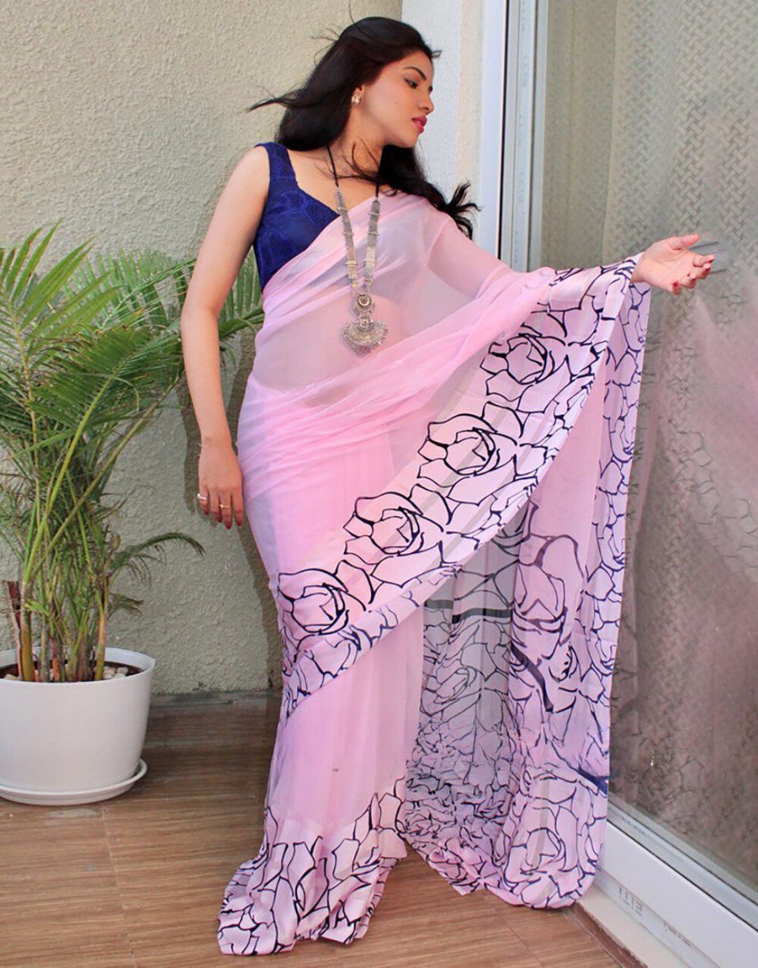 Navya Pink Soft Silk Saree