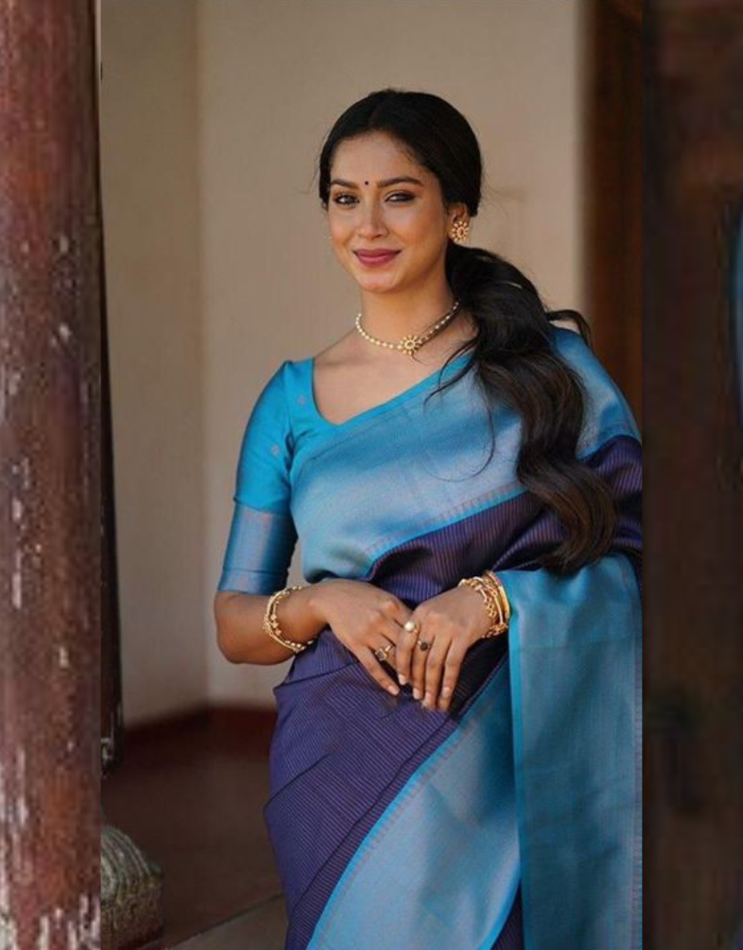 Urvashi Blue Soft Silk Saree