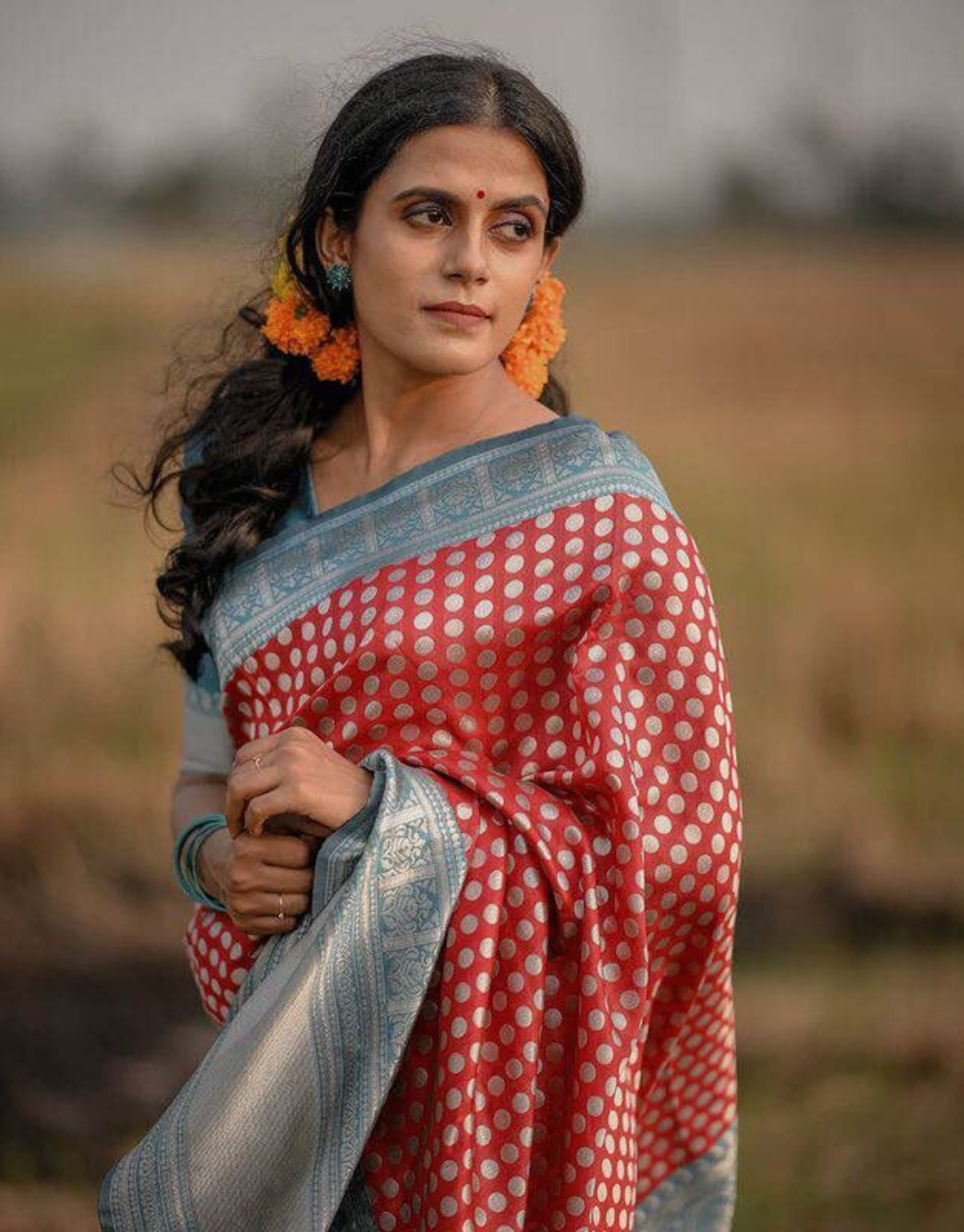 Margie Red Banarasi Silk Saree