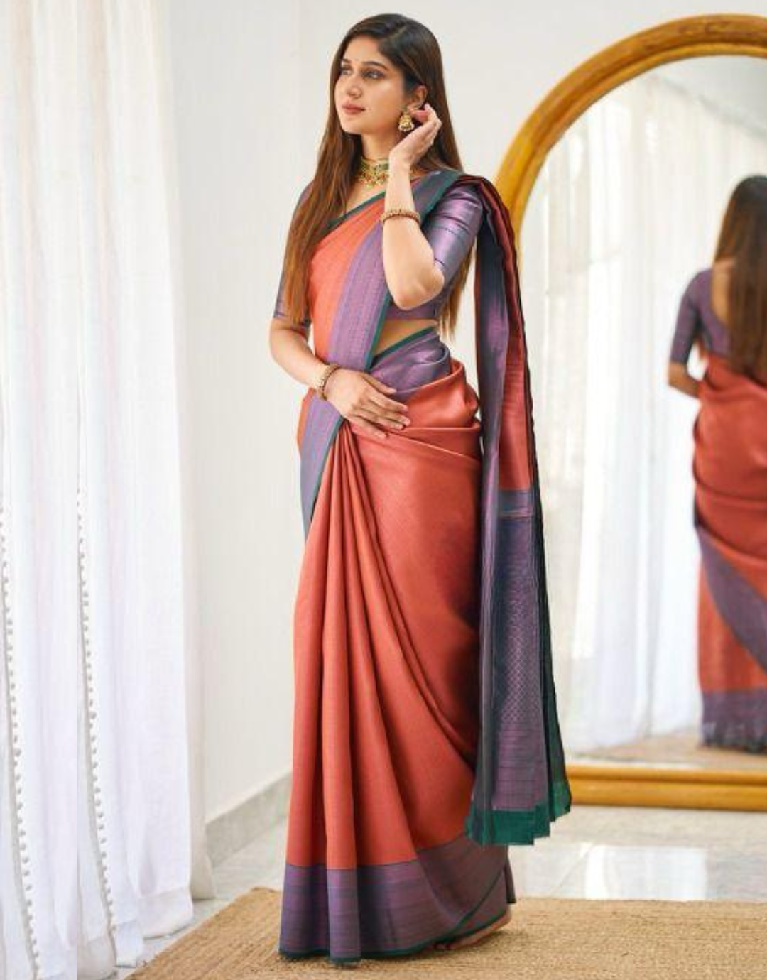 Jivika Orengy Red Kanchipuram Silk Saree