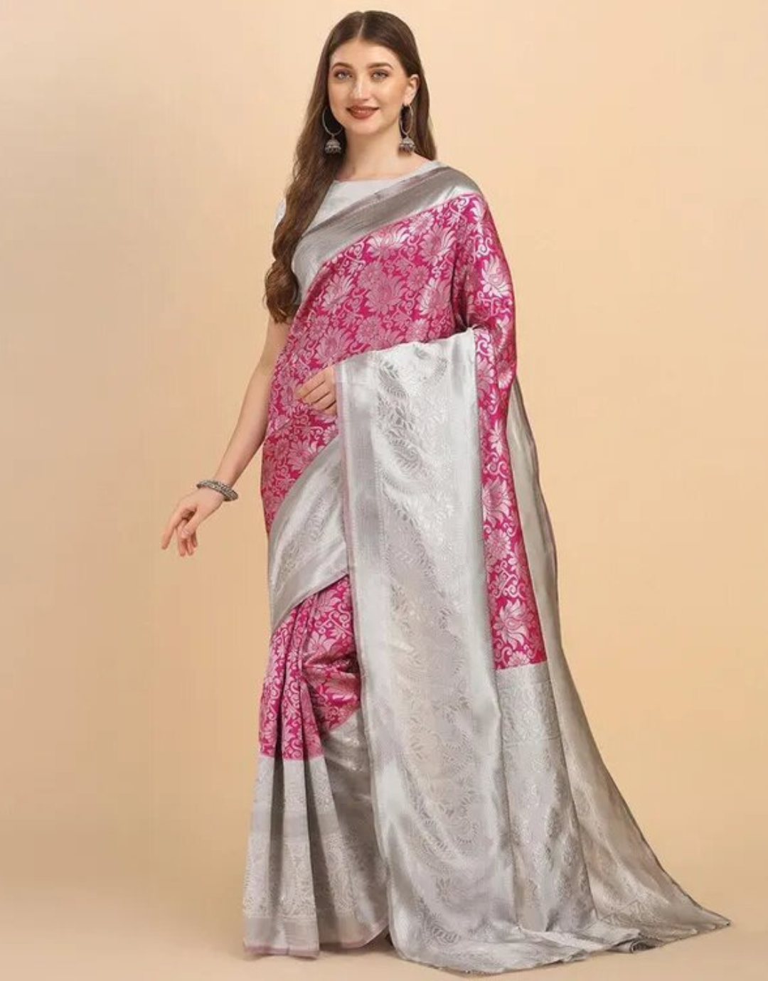 Navya Pink Soft Silk Saree – Zariknyaa