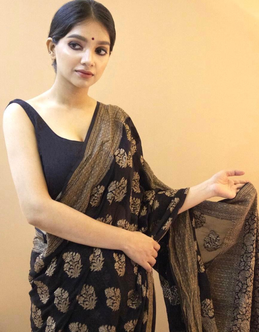 Rekha Black Soft Silk saree