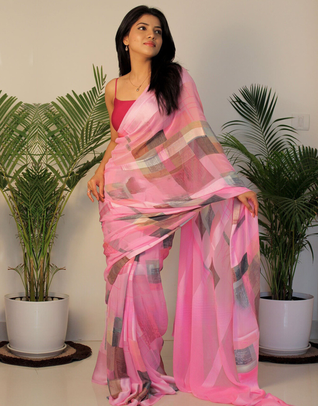 Laxmi Pink Soft Silk Saree