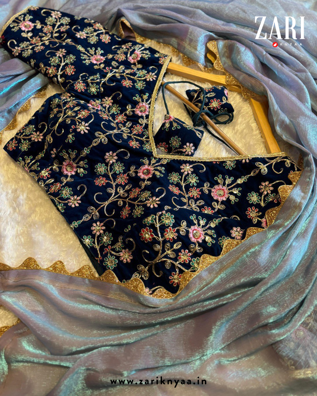 Irish Two-Tone Crush saree On Moticut Lace With Fancy Designer Blouse