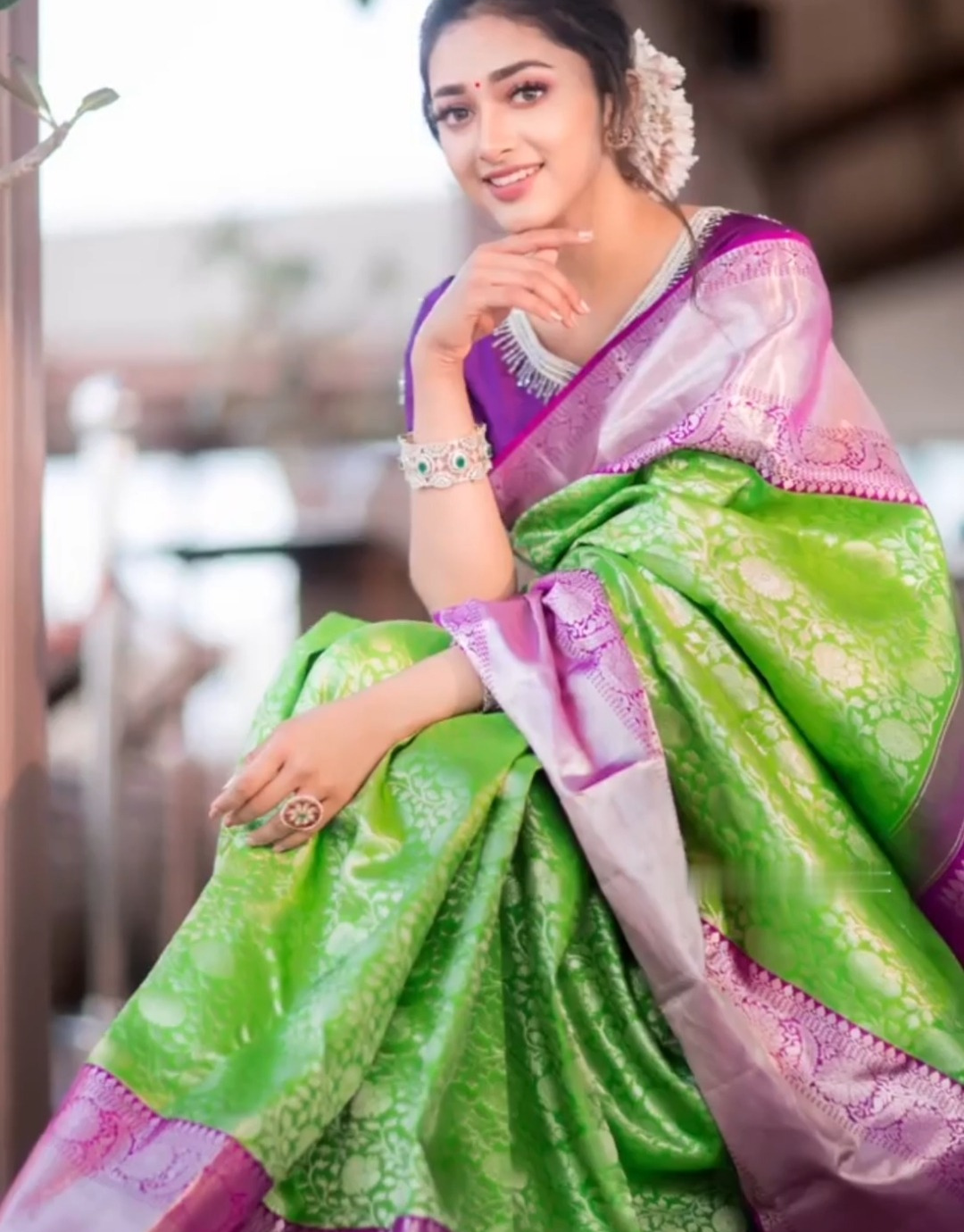 Anupama Green Kanchipuram Silk Saree With Attractive Blouse