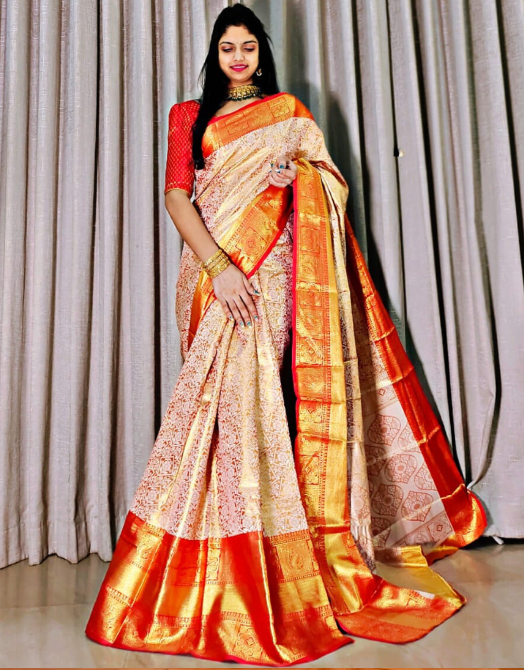 Neha Red Kanchipuram Soft Silk Saree