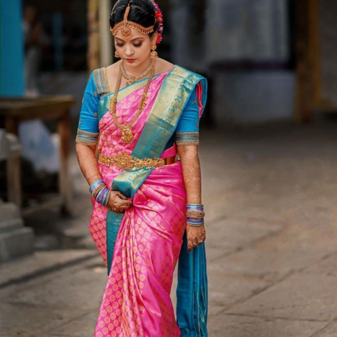Kalyani Pink Kanchipuram saree