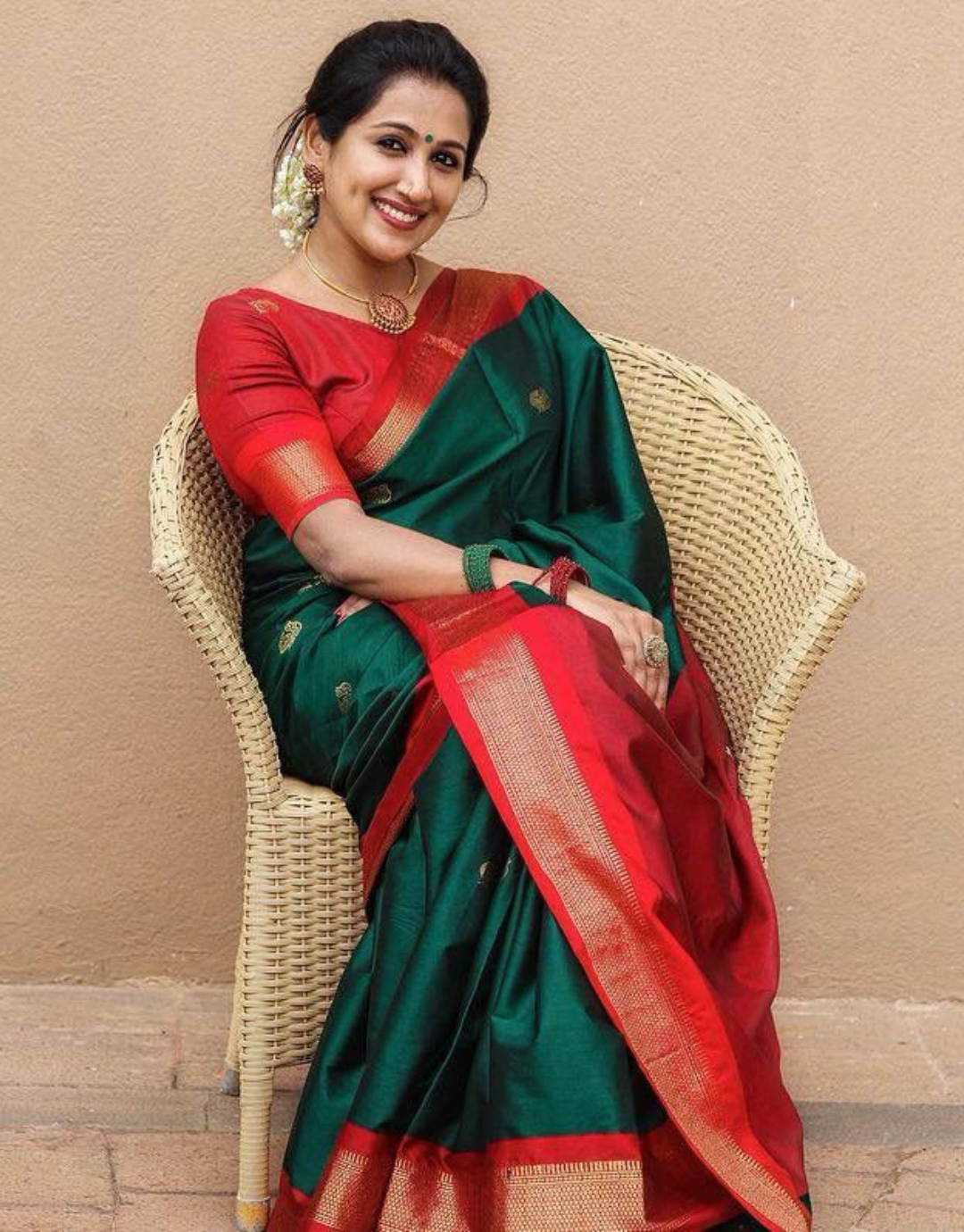 Buy Dark Green Cotton Saree online-Karagiri