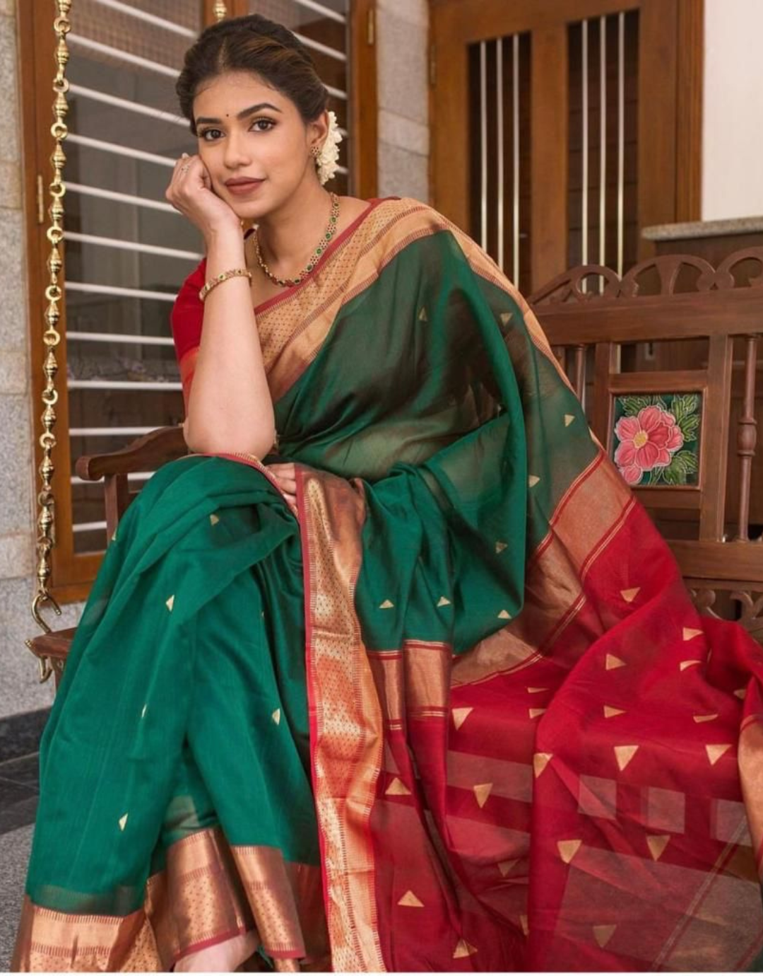 Somya Green Linen Cotton Saree