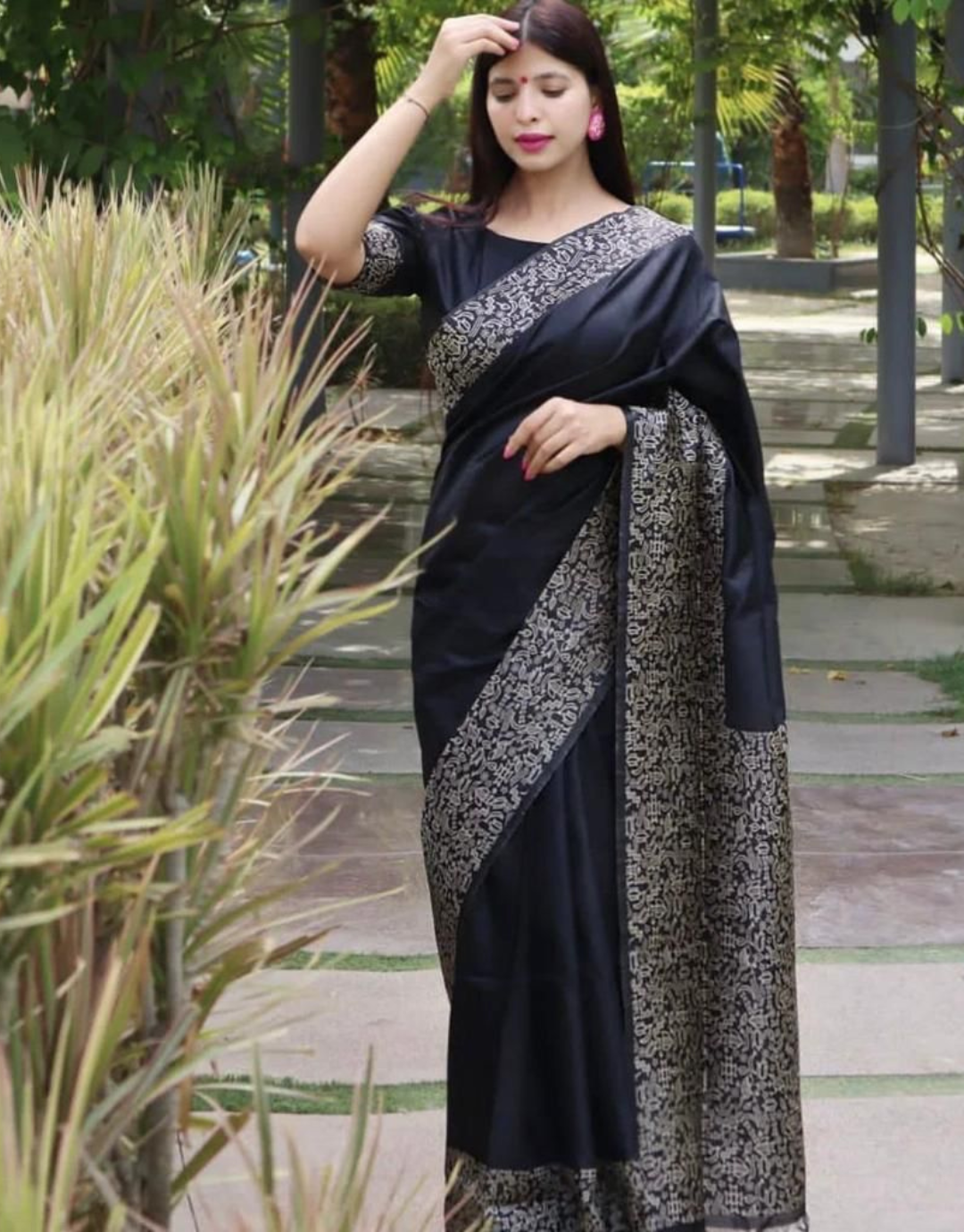 Nimrit Black Banarasi Silk Saree