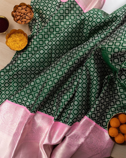 Nayantara Green Pink Kanchipuram Silk Saree