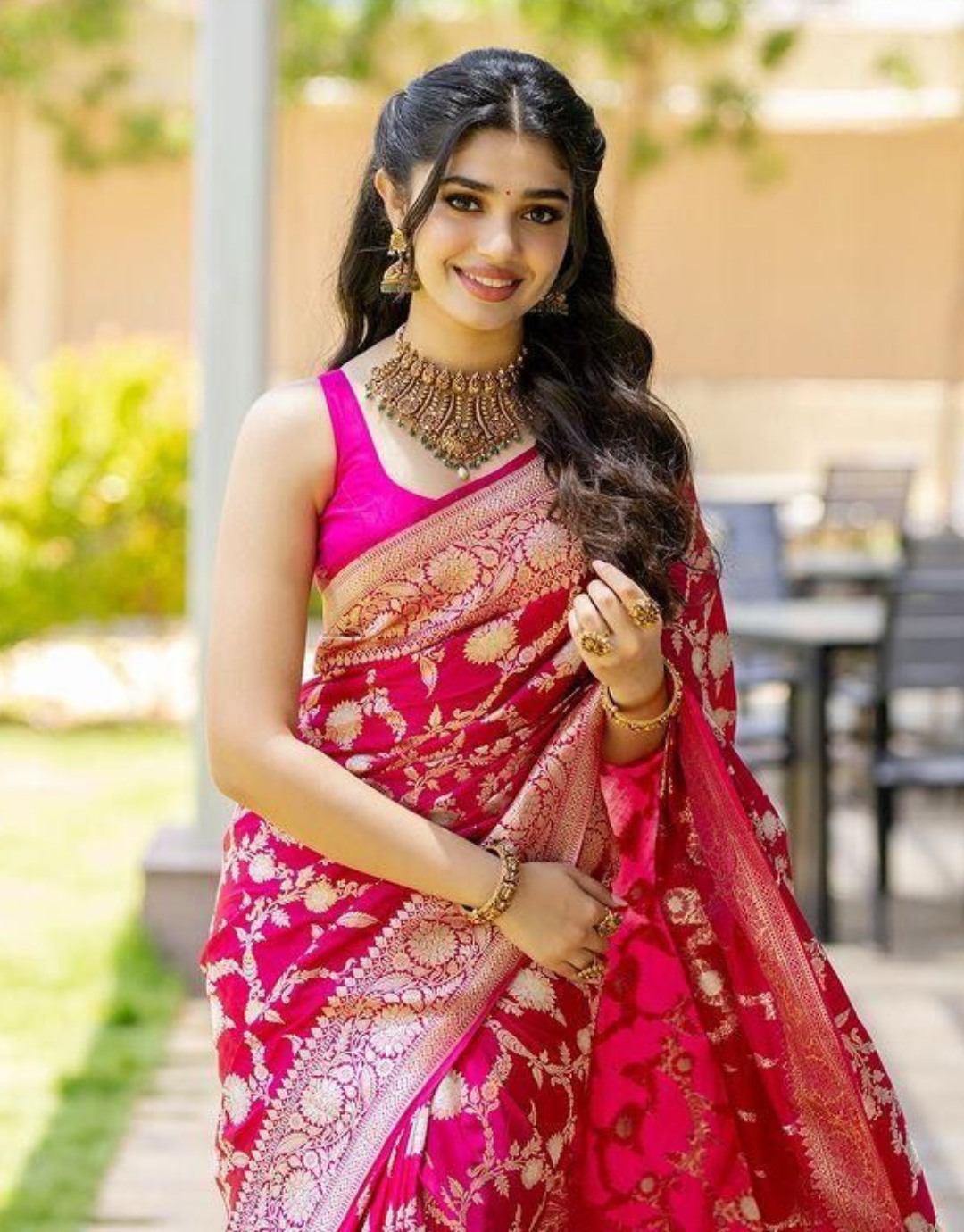 Rukshmani Pink Banarasi Silk Saree