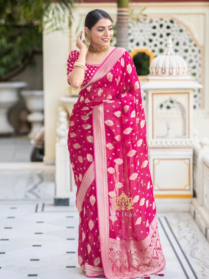 Sudha Pink Banarasi Silk Saree