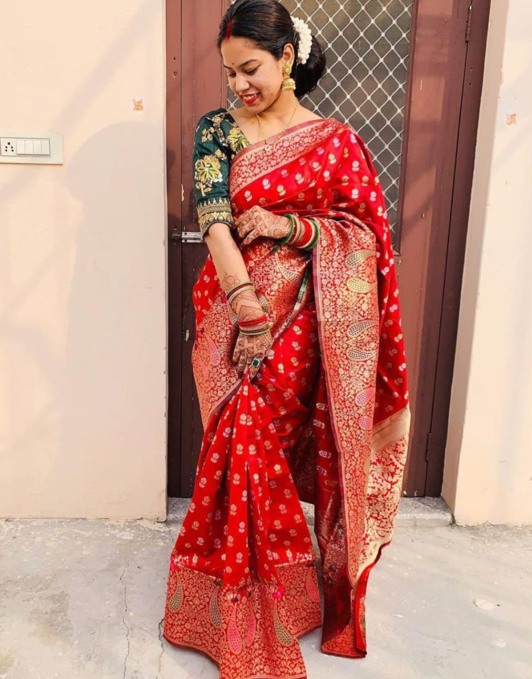 Aruna Red Banarasi Silk Saree