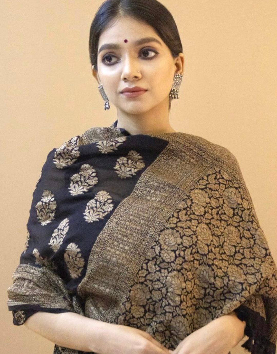 Rekha Black Soft Silk saree