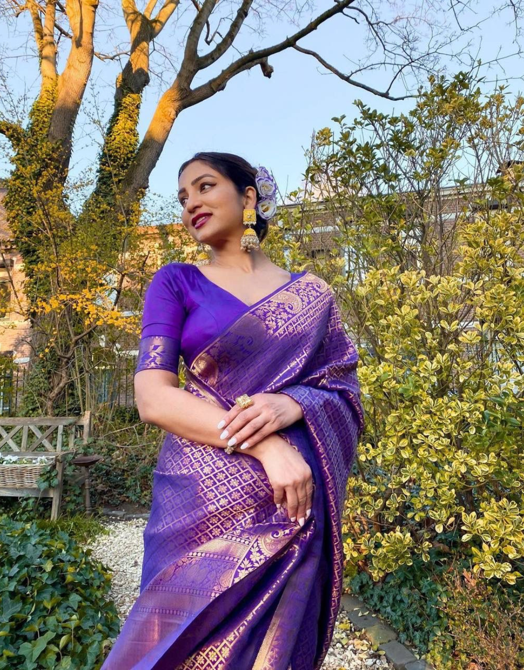 Shanaya Violet Banarasi Soft Silk Saree