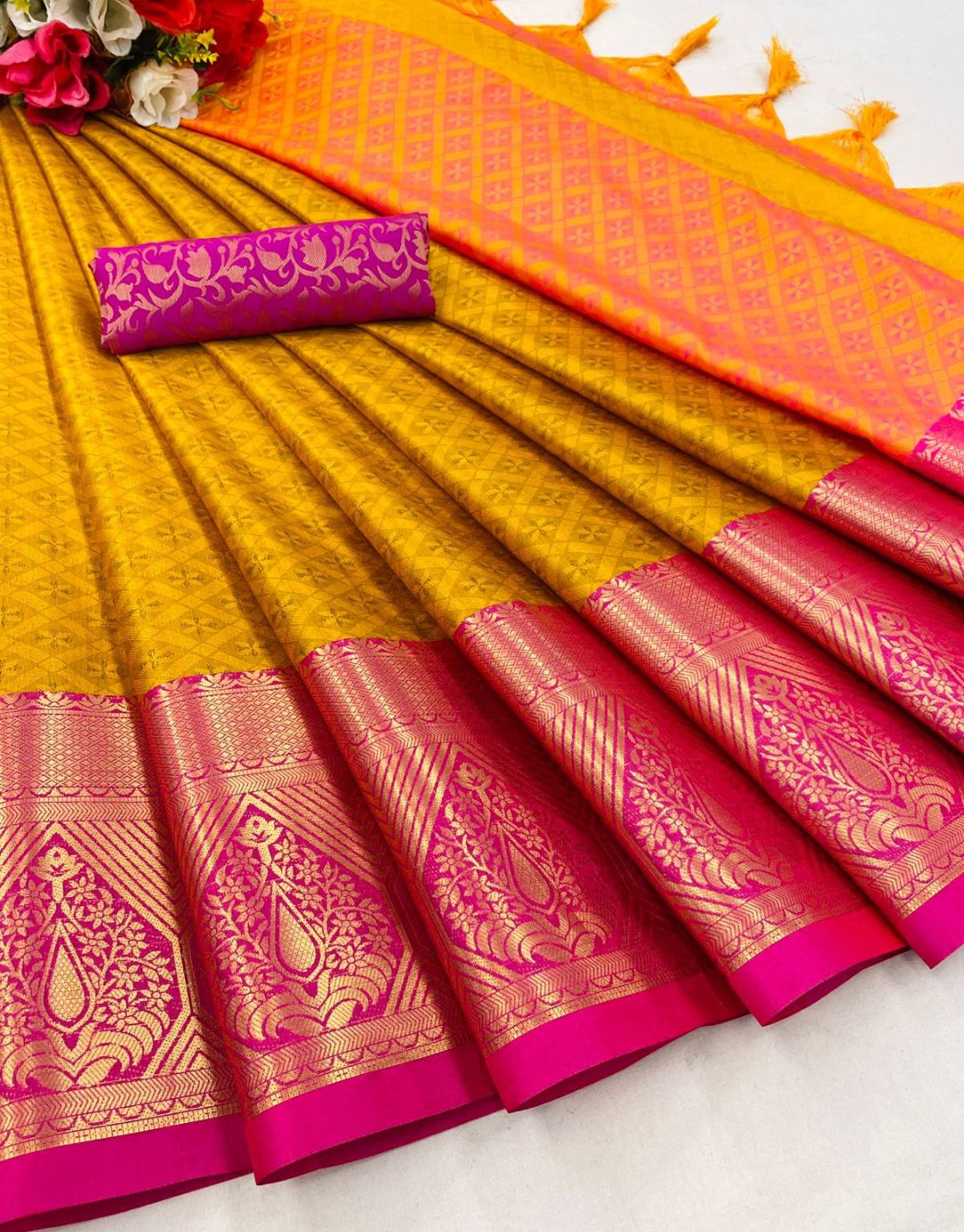 Navya Pink Soft Silk Saree – Zariknyaa