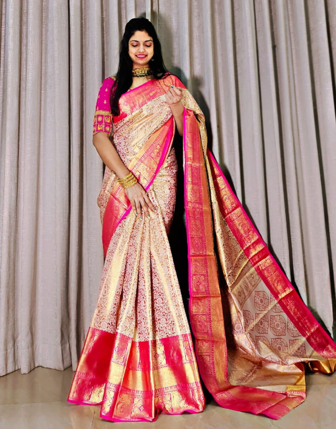 Neha Pink Kanchipuram Soft Silk Saree