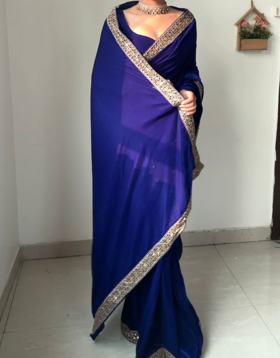 Blue Velvet Saree Online | Leemboodi