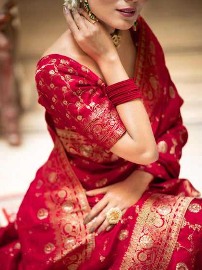 Hira Red Banarasi Silk Saree