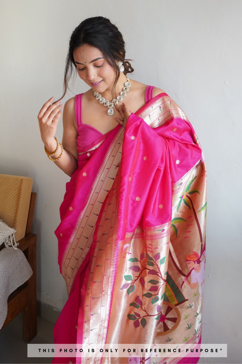 Kaveri Pink Woven Paithani Silk Saree