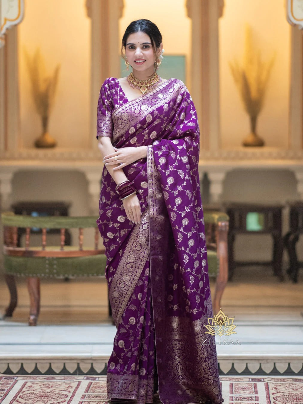Hira Purple Banarasi Silk Saree