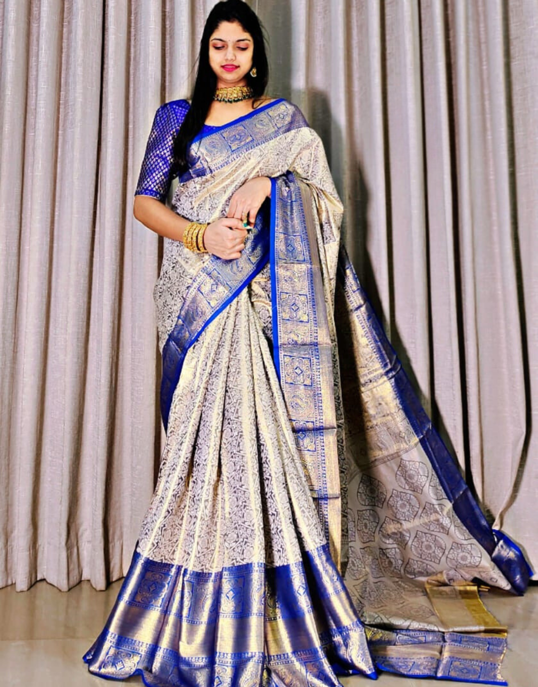 Neha Navy Blue Kanchipuram Soft Silk Saree