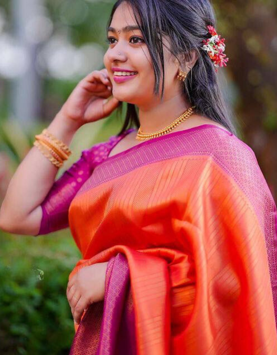 Orange Silk Saree With Blouse 266007