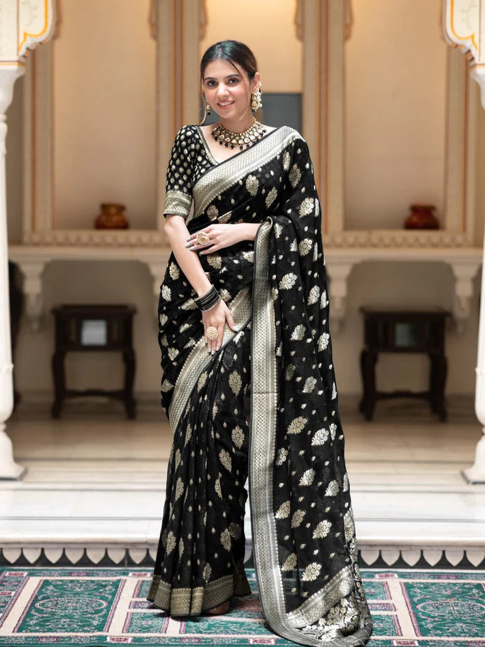 Sudha Black Banarasi Silk Saree