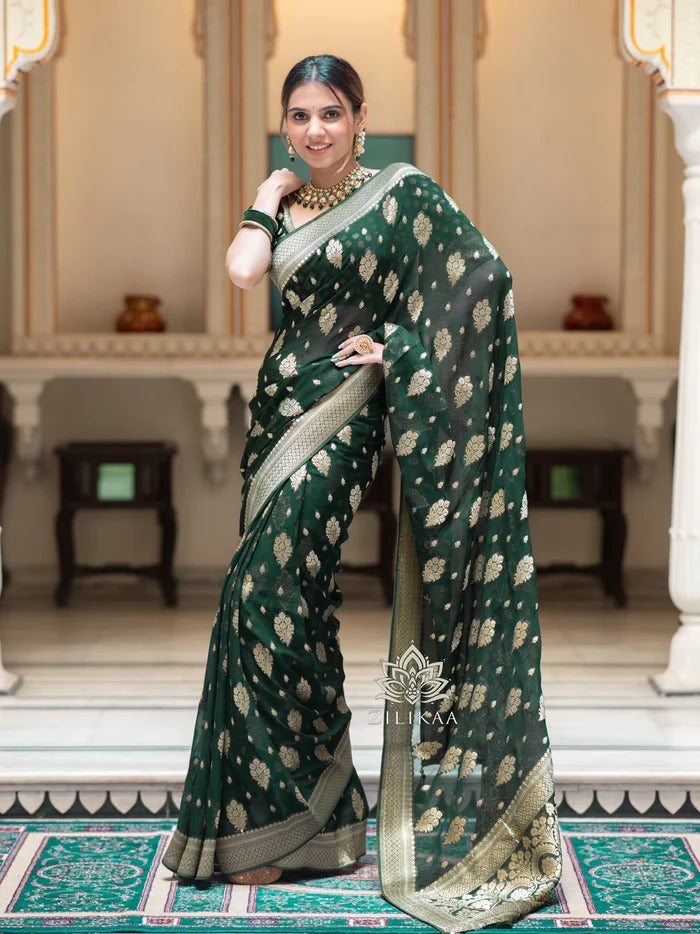 Sudha Green Banarasi Silk Saree