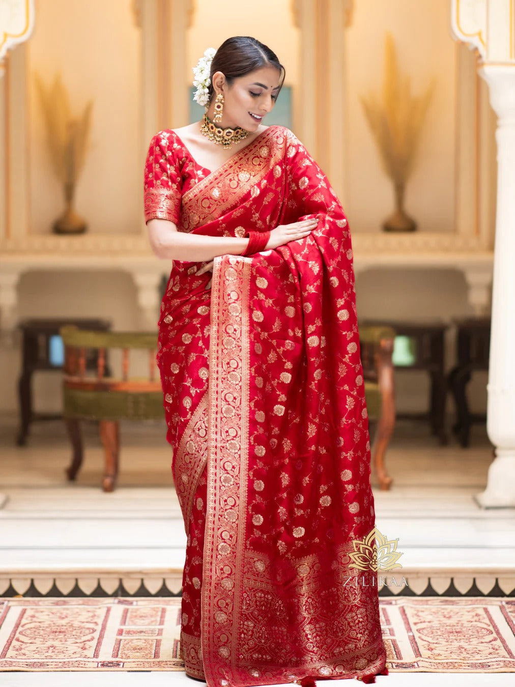 Hira Red Banarasi Silk Saree