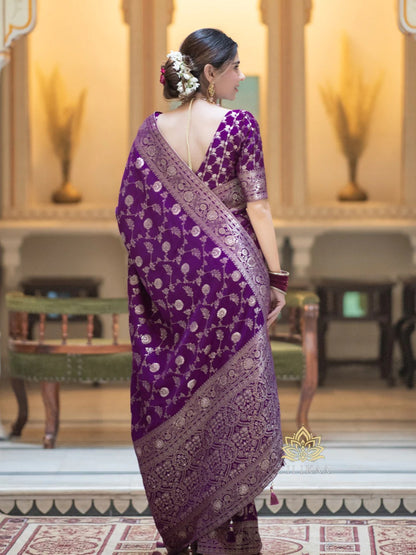 Hira Purple Banarasi Silk Saree