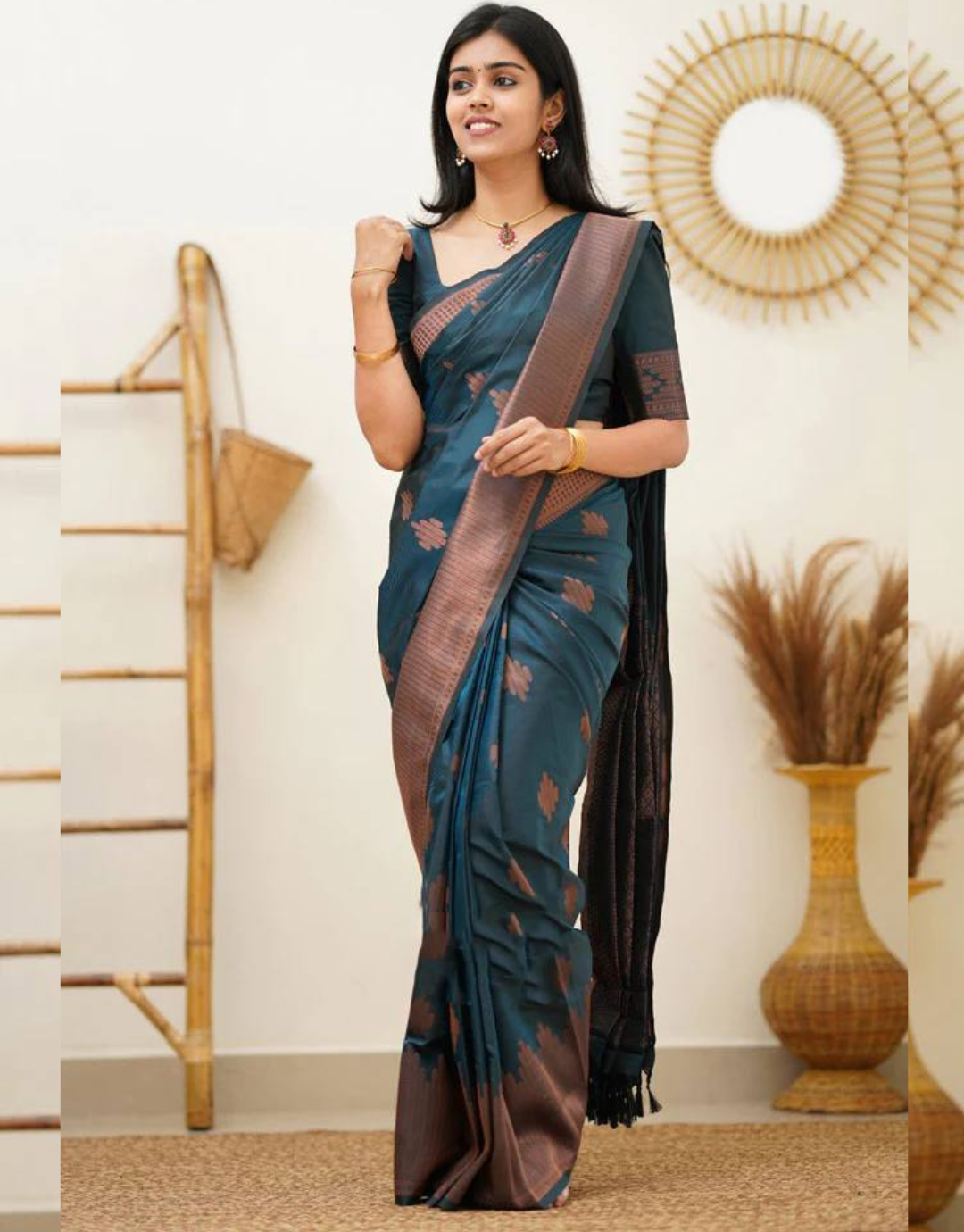 Maruti Casal Blue Soft Silk Saree With Adorable Blouse Piece