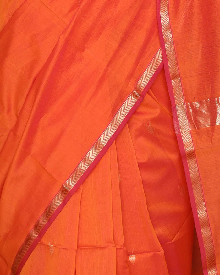 Ethnic Solid Orange Pure Cotton Silk Cotton (Handloom)
