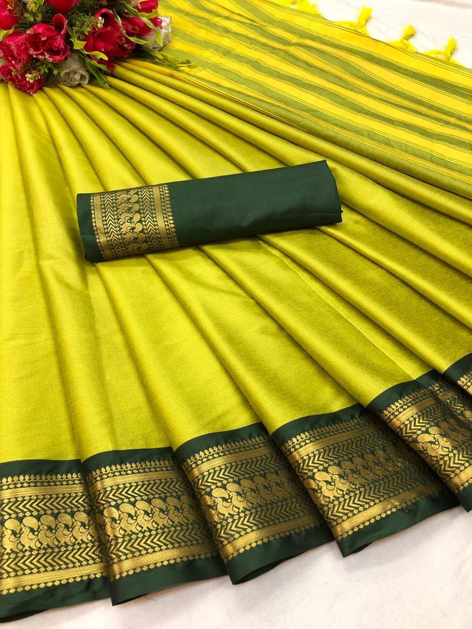 Harshita Yellow Coloured Cotton Silk Saree