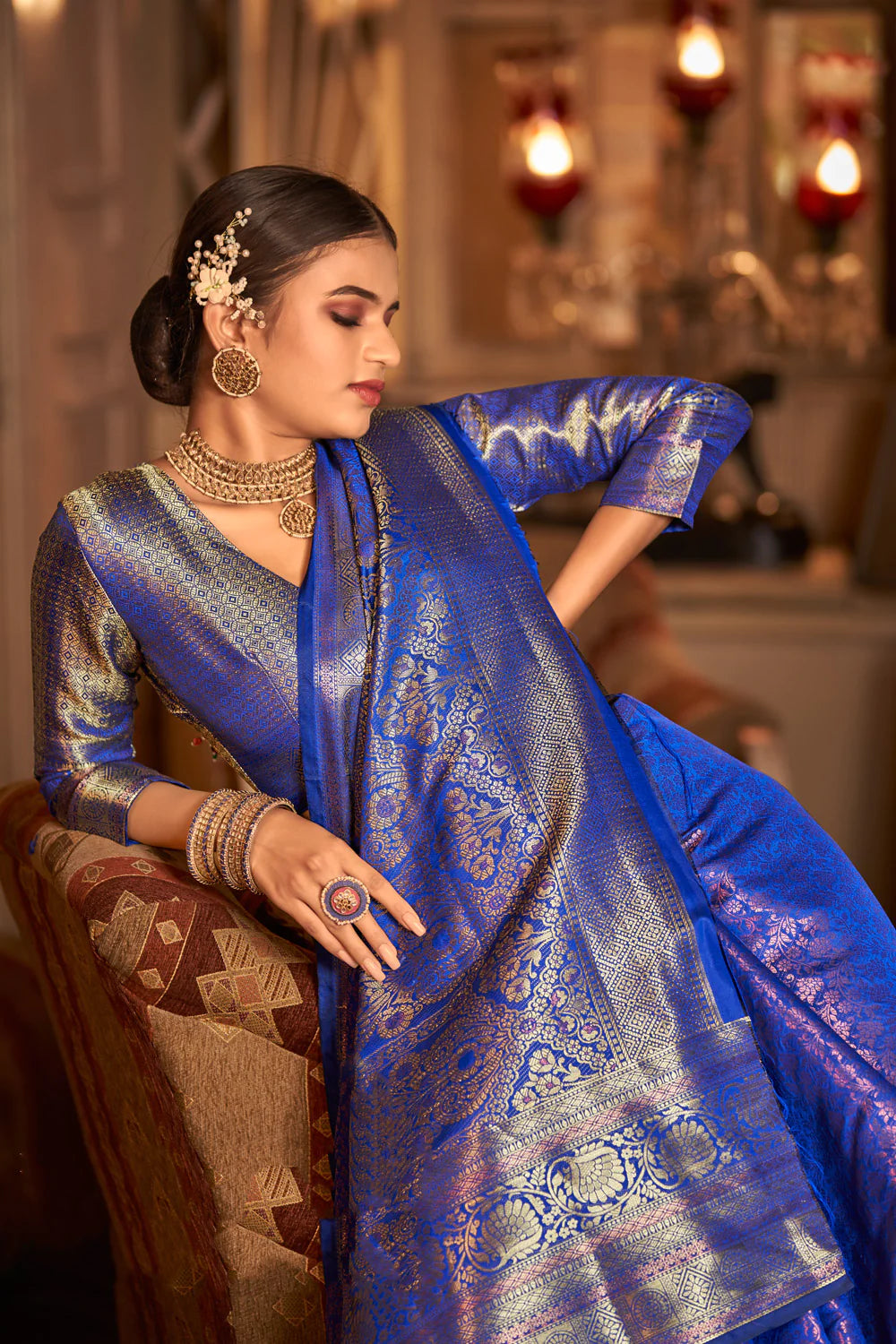 Devastating Navy Blue Soft Silk Saree with Amiable Blouse Piece –  LajreeDesigner