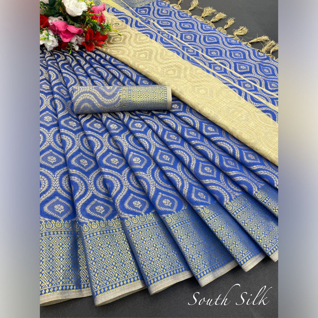 Pooja Blue South Silk Saree