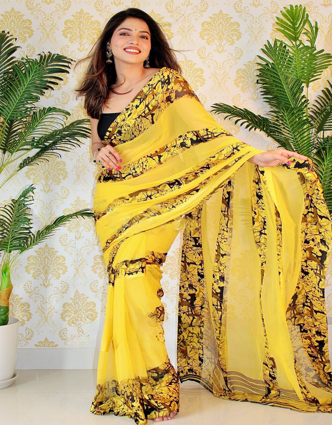 Rahi Yellow Soft Silk Saree